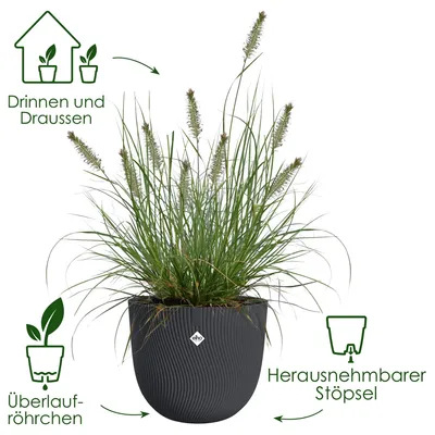 Produktbild von elho Sereh Rund, Anthrazit, Kunststoff, 12 l, Rund, 100%, 100%