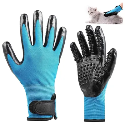 Produktbild von Fellpflege-Handschuh-Bürste (1 Paar) – Sanfte Massage-Bürste für kurz-, mittel- & langhaarige Hunde, Katzen & Pferde, entfernt lose Haare