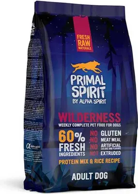 Produktbild von PRIMAL SPIRIT Wilderness Trockenfutter für Hunde, Schweinefleisch, Huhn, Fisch, 1 kg