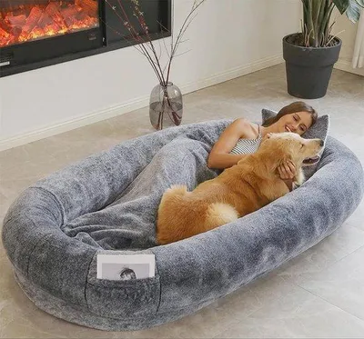 Immagine prodotto di Letto ortopedico per cani, grande, con bordi alti, 175x100 cm, in peluche