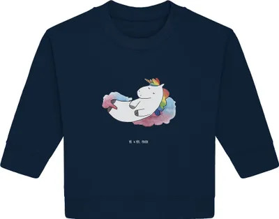 Produktbild von Mr. & Mrs. Panda Organic Baby Pullover Einhorn Wolke 7 24. - 36. Monat - French Navy - Geschenk, Menschen, Unicorn, Lustig, Bullover, Einhörner
