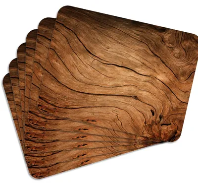 Produktbild von MG Design Set aus 6 Kork-Platzsets - Wood 1 - 30 x 40 cm - hitzebeständig & abwischbar, mit Korkrückseite