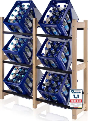 Produktbild von PATKAR Getränkekistenregal 6 Kisten [EXTRA STABIL] - Getränkeregal Weinregal für Jede Kistensorte ( Europe) - Standfestes Kistenregal freistehend - Regal Getränkekisten aus hochwertigem Holz