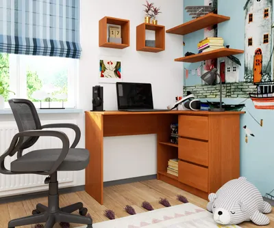 Image de Bureau avec rangements | Bureau de bureau | 3 tiroirs et étagère