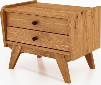 Produktbild von Nachttisch Jetro 1 aus Wildeiche massiv 55x39x43 cm mit 2 Schubladen
