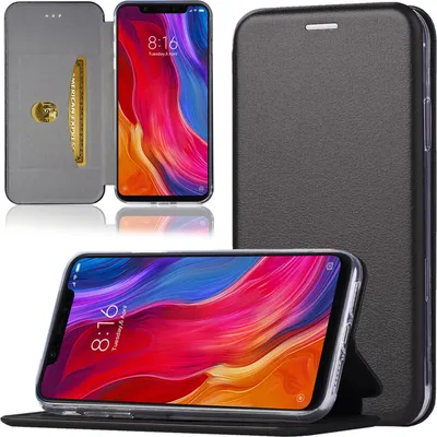 Produktbild von Handy Schutz Hülle für Xiaomi Mi 8 / Mi 8 Pro Handytasche mit Magnetdeckel Kartenfach und Standfunktion Klapphülle Schwarz