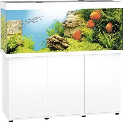 Produktbild von Aquariumkombination JUWEL Rio 450 SBX mit LED-Beleuchtung, Heizer, Filter und Unterschrank weiß