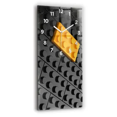 Produktbild von Wallfluent Wanduhr – Stilles Quarzuhrwerk - Uhr Dekoration Wohnzimmer Schlafzimmer Küche - Zifferblatt - weiße Zeiger - 30x60 cm - Spielzeugblöcke