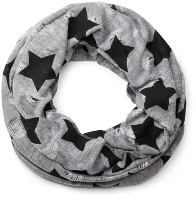 Image de Écharpe styleBREAKER à motifs étoiles et pois, style vintage, réversible, en forme de tube, unie, référence 01018080