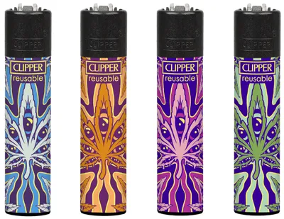 Produktbild von Clipper® Feuerzeuge 4er Set: Psychedelic Leaf