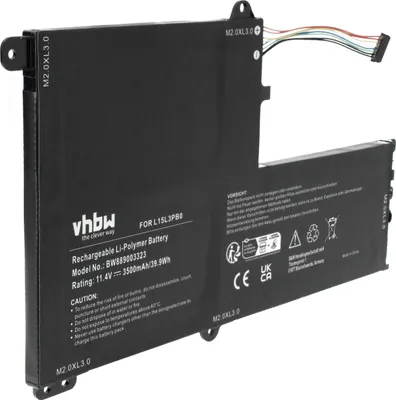Produktbild von vhbw Akku Ersatz für Lenovo B102297-0004, L15M3PB0, 5B10K84638, L15C3PB1 für Notebook (3500 mAh, 11,4 V, Li-Polymer)