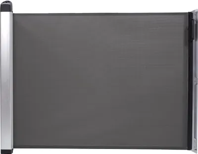 A retractable baby gate is shown against a white background.