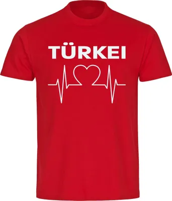 Produktbild von multifanshop Herren T-Shirt - Türkei - Herzschlag, rot, Größe M