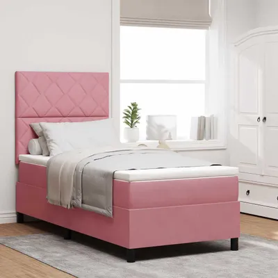 Immagine prodotto di Maison Exclusive - Letto boxspring con testiera Rosa 90 x 200 cm in velluto