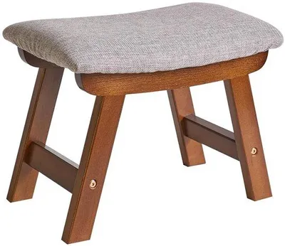 Produktbild von Fußhocker mit braunem Bein und grauem Kissen