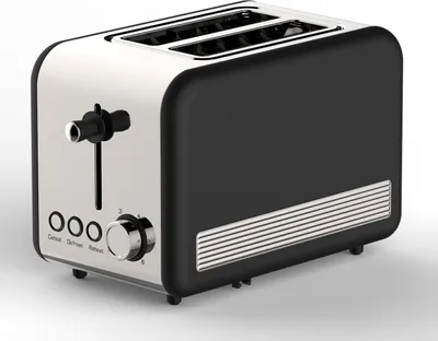 Produktbild von Toaster Retro 2-Scheiben Toaster Toastautomat 850 Watt Schwarz/Silber