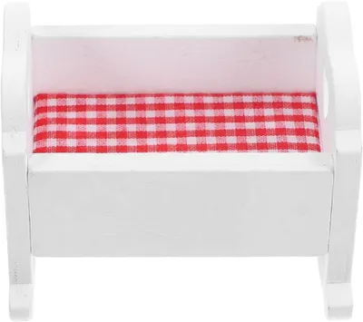 Productafbeelding van Miniatuur houten poppenbed, wit, 52x30x25 cm, voor poppenhuizen