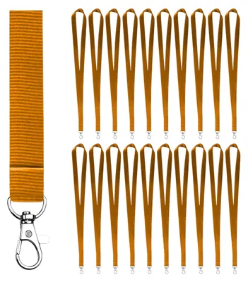 Produktbild von Polyester-Lanyard mit Metallhaken – 2 cm breit und 46 cm lang – Lanyards – Für Ausweis, USB-Stick, Schlüssel, Pendrive (Orange, 50 Stück)