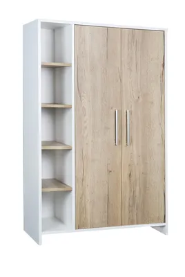 Produktbild von Schardt Schrank Eco Plus mit 2 Türen und Seitenregal H: 183 cm B: 113 cm T: 54 cm - Farbe: Braun/Weiß; 06 566 09 00