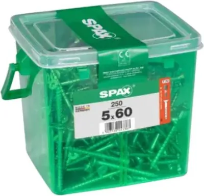 Obrázok produktu pre Univerzálna skrutka SPAX, 5 x 60 mm, 250 kusov, s čiastočným závitom, so zápustnou hlavou, T-STAR plus T20, 4CUT, WIROX - 4191010500609