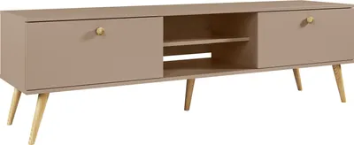 Obrázok produktu pre BETTSO Klasická RTV skrinka so zásuvkami v škandinávskom štýle na drevených nohách IKON Beige Macchiato