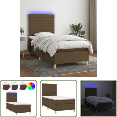 Produktbild von The Living Store Boxspringbett mit Matratze & LED Dunkelbraun 80x200 cm Stoff