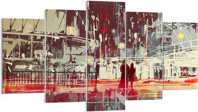 Produktbild von Bild auf Leinwand - Leinwandbild - Stadt Straße Nacht - 160x85cm - Wand Bild - Wanddeko - Leinwanddruck - Bilder - Kunstdruck - Wanddekoration - Leinwand bilder - Wandkunst - EA160x85-3780