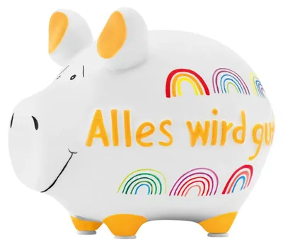 Productafbeelding van Grappige spaarvarken "Alles wordt goed", kleurrijk, 12,5 cm