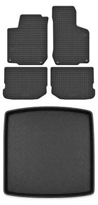 Image de Tapis en caoutchouc + bac de coffre pour Volkswagen Golf IV 1998-2002 (break) – 5 pièces, noirs, sur mesure