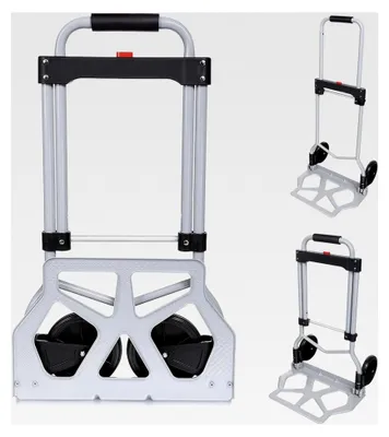 Produktbild von Faltbare Alu Sackkarre, Traglast 100 kg, 2 Räder, mit Teleskopgriff aus Aluminium, Silber