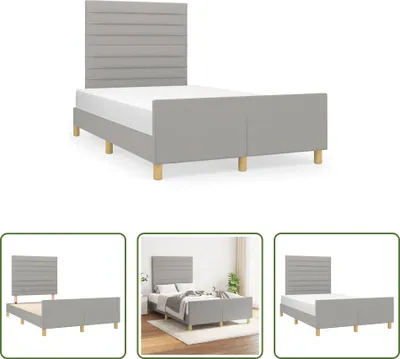 Produktbild von The Living Store Bettgestell mit Kopfteil Hellgrau 120x190 cm Stoff
