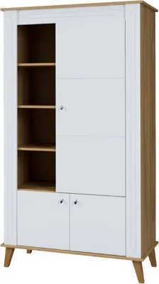 Produktbild von Vitrine Bambey 02, Farbe: Eiche / Weiß - 190 x 104 x 54 cm (H x B x T)