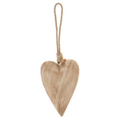 Produktbild von Holzherz Herz Kordel Hängedeko aus Holz weiß 10x2x15-30 cm