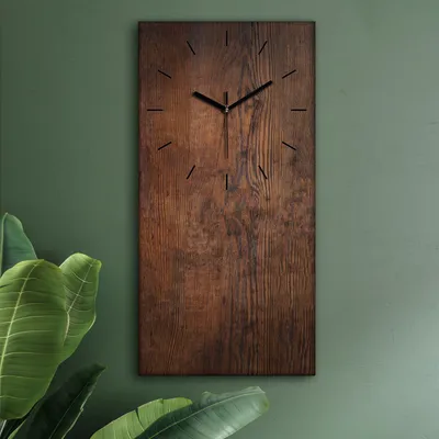 Produktbild von Wohnzimmer Leinwand Uhr Geräuschlos Küche 30x60 Dunkles, Holz, Motive, Textur, schwarze Zeiger