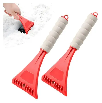 Produktbild von 2er Set Autoscheiben Schneeschaufel Eiskratzer Rot mit Schaumstoffgriff