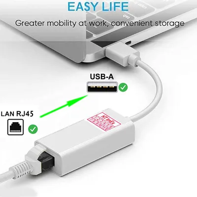 Produktbild von Weiß USB 2.0 RJ45 LAN Adapter Mbps für Lenovo, DELL, HP Laptop Notebook PC