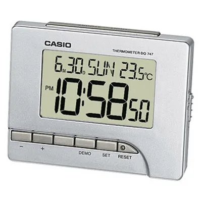 Produktbild von Casio Digital Wecker mit Thermometer Silberfarben DQ-747-8EF