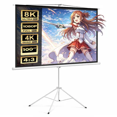 Produktbild von Beamer Leinwand Stativ 200x150cm 4:3 HD TV Heimkino Projektor Rollo Rollleinwand