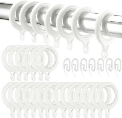 Imagen del producto de Anillos y ganchos de plástico, 50 unidades, 28 mm, para ventanas y cortinas de ducha