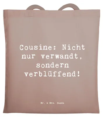 Produktbild von Mr. & Mrs. Panda Beutel Spruch Cousine Wunder - Braun Pastell - Geschenk, Erinnerungen, Familie, Schultasche, Tote Bag, Shopping Tasche, überraschend, Jubiläen