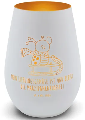 Produktbild von Mr. & Mrs. Panda Laterne Smörle Rodeln - Weiß - Geschenk, Schlittenfahren, Kerzenhalter, Windlicht Glas, Weihnachten, Teelichthalter, Terrasse, Winter, Marzipan