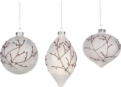 Produktbild von Goodwill Weihnachtskugel "Zweige mit Beeren“ Glas Mehrfarbig D 10 cm Vorteilsset Pro 3 Stück