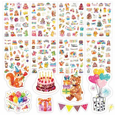 Productafbeelding van Sticker set voor fotoboeken en decoratie - 216 stuks - geschikt voor kinderen en feestjes