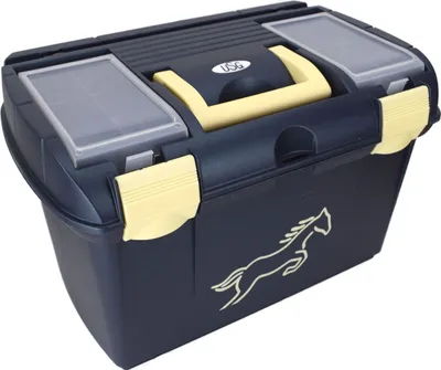 Immagine prodotto di USG Cassetta per la pulizia blu scuro metallizzato e beige - Cassetta per la pulizia del cavallo