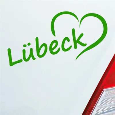 Produktbild von Auto Aufkleber Lübeck Herz Stadt City Liebe Love Heimat 17x8 cm Hellgrün Sticker Heckscheibenaufkleber