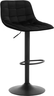 Produktbild von WOLTU Barhocker, Samt und Metall, Schwarz, höhenverstellbar, drehbar, mit Rückenlehne, Gesamthöhe 82,5-104 cm, Sitzfläche 42,5x35 cm, Fuß Dm. 38,5 cm, 1 oder 2 Stück, max. 120 kg, rutschfester Ring