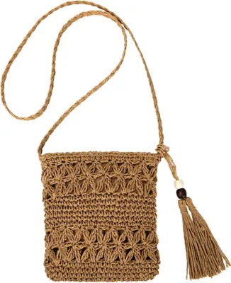 Produktbild von Strohtasche Damen Vintage Umhängetasche mit Quaste, Strand Handtasche Kreuzkörper Tasche