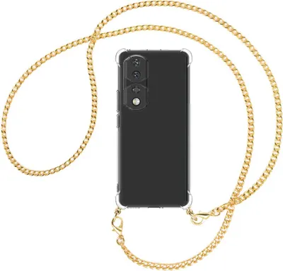 Produktbild von Handykette Backcover-Schutzhülle mit Band (Metall goldfarben) für Honor 90 Pro (REP-AN00, 6.78'') - goldfarbene Kette