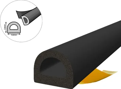 Produktbild von Fensterdichtung Türdichtung Gummidichtung D-Profil EPDM 9×7.5mm 20m selbstklebend Schwarz