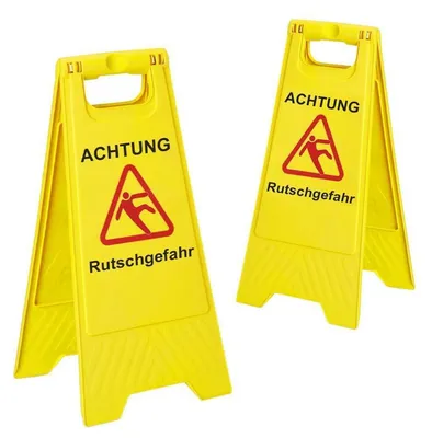 Produktbild von Warnaufsteller Rutschgefahr 2 Stück 44.5 x 26 cm faltbar beidseitig beschriftet Polypropylen gelb